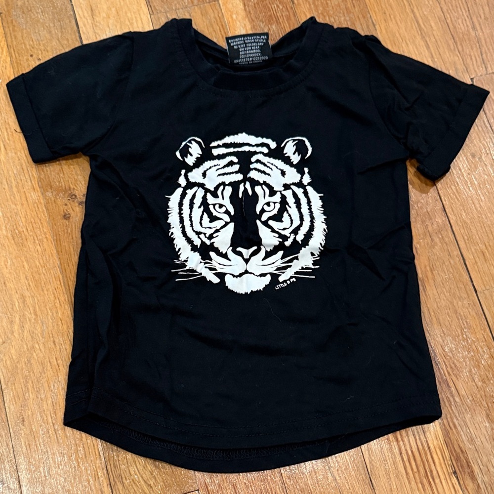 Little Bipsy Black and White Tiger Kids Tee